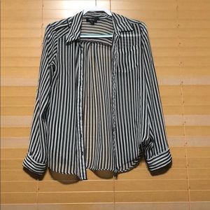 Sheer Vertical Striped Shirt